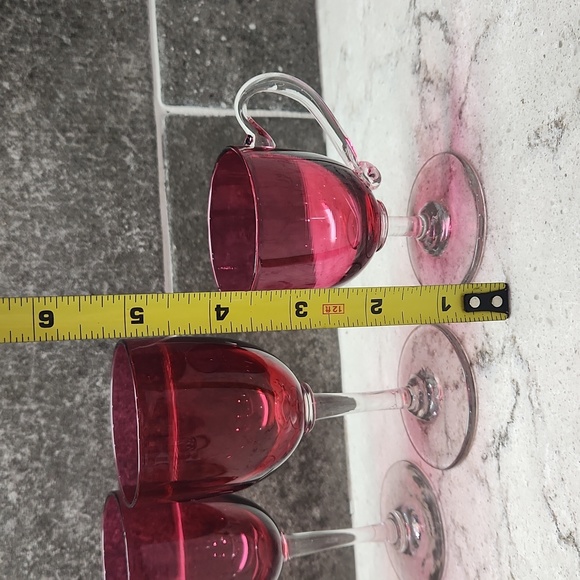 4 Cranberry Glasses - Picture 2 of 10